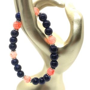 [Black Cream] Fabulous Stretchy Elastic Glass Beaded Bracelet